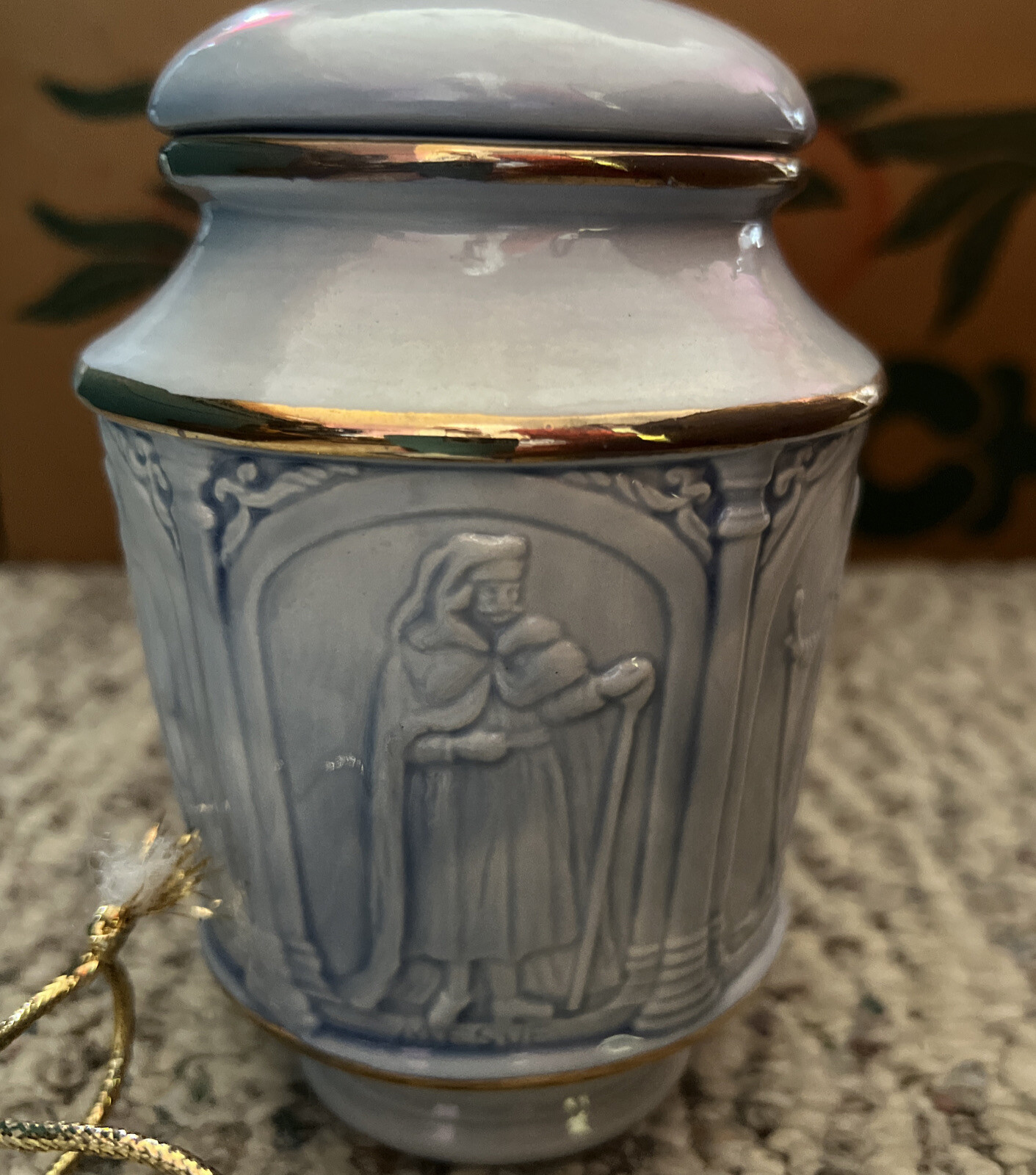 Blue Porcelain Apothecary Jar PMA Meeting April 1988 Given As A Gift Lederle