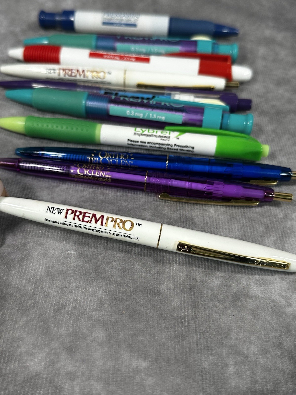 Pharmaceutical rep medication drug ink pens women’s health Premarin Flagyl Ortho