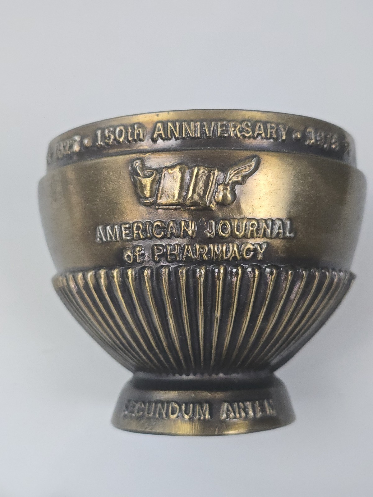 Vintage 150th Anniversary American Journal Pharmacy Brass Mortar & Pestle Set