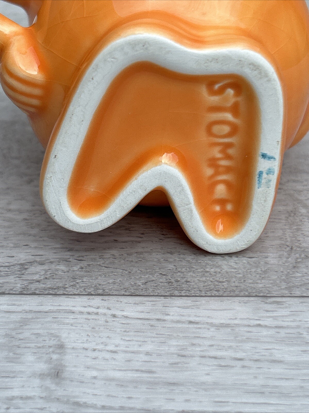 Actos Anthropomorphic Ceramic Mug Pharmaceutical Medical Stomach orange