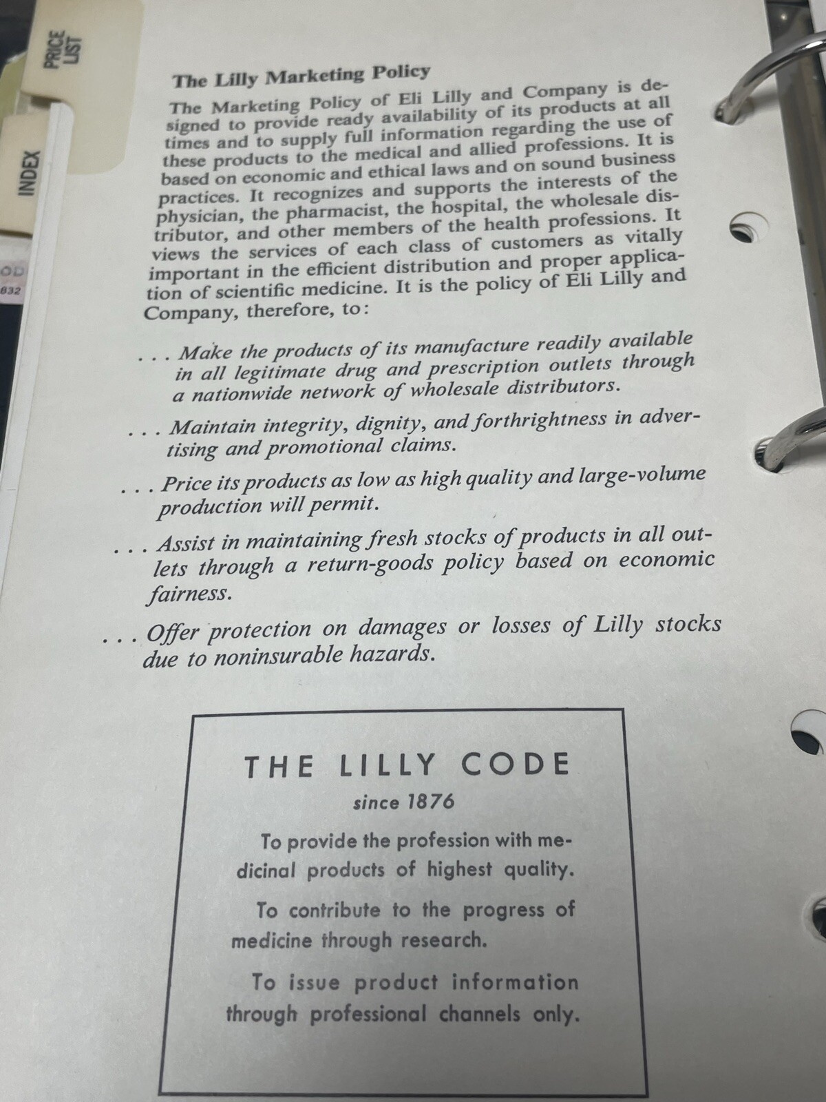 Eli Lilly Pharmacy Marketing reference book 1983 Med Price List Rhodes vintage