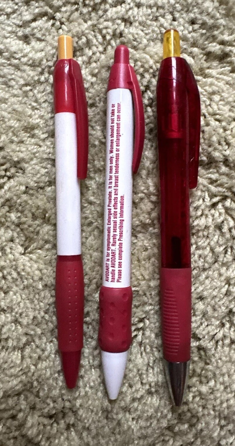 Lot Of 3 Drug Rep Pharmaceutical Promo Pens Avodart