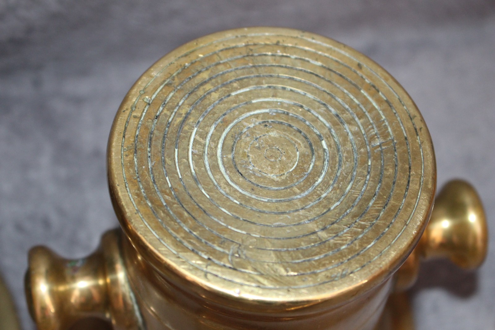 3 x Brass Pestel and Mortars inc one miniature, one antique, one vintage in vgc