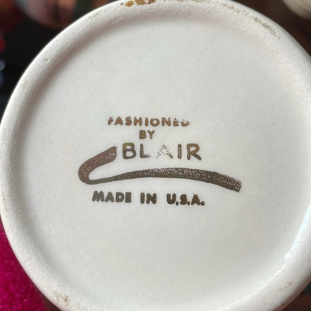 Fashioned by Blair Small Vintage Ceramic Apothecary Jar Gold Trim Acacia Senegal