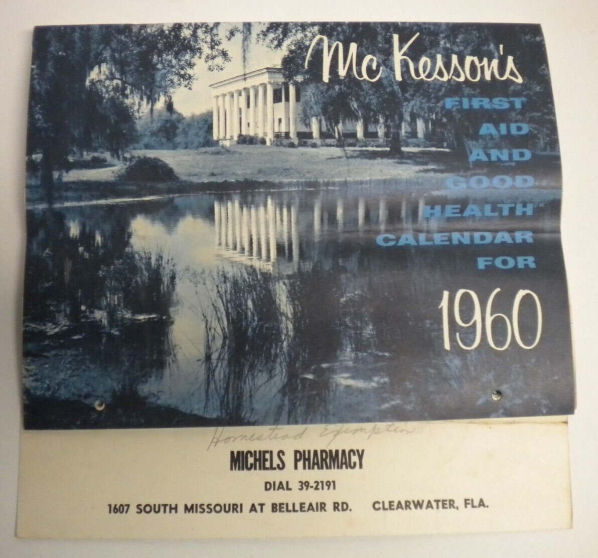 Vintage 1960 McKesson’s Medicine Calendar Michels Pharmacy Clearwater FL 60s VTG