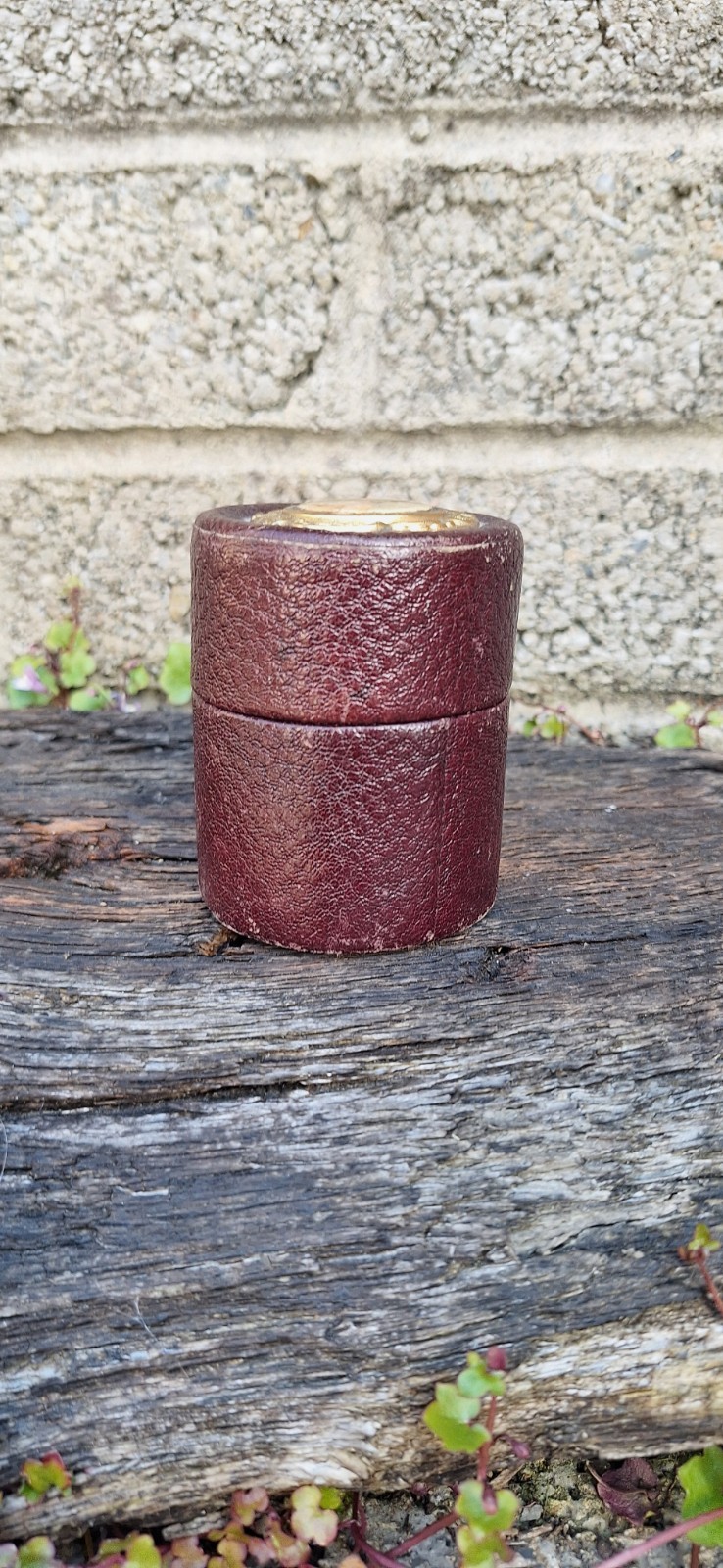 Antique 19thc Shot / Medicine Glass In Leather Case Unusual Trinket