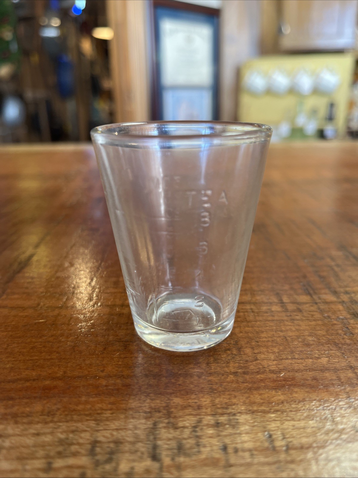Vintage Clear Glass Apothecary/Pharmacy 30 ML Measuring Cup ‘M’ On Bottom