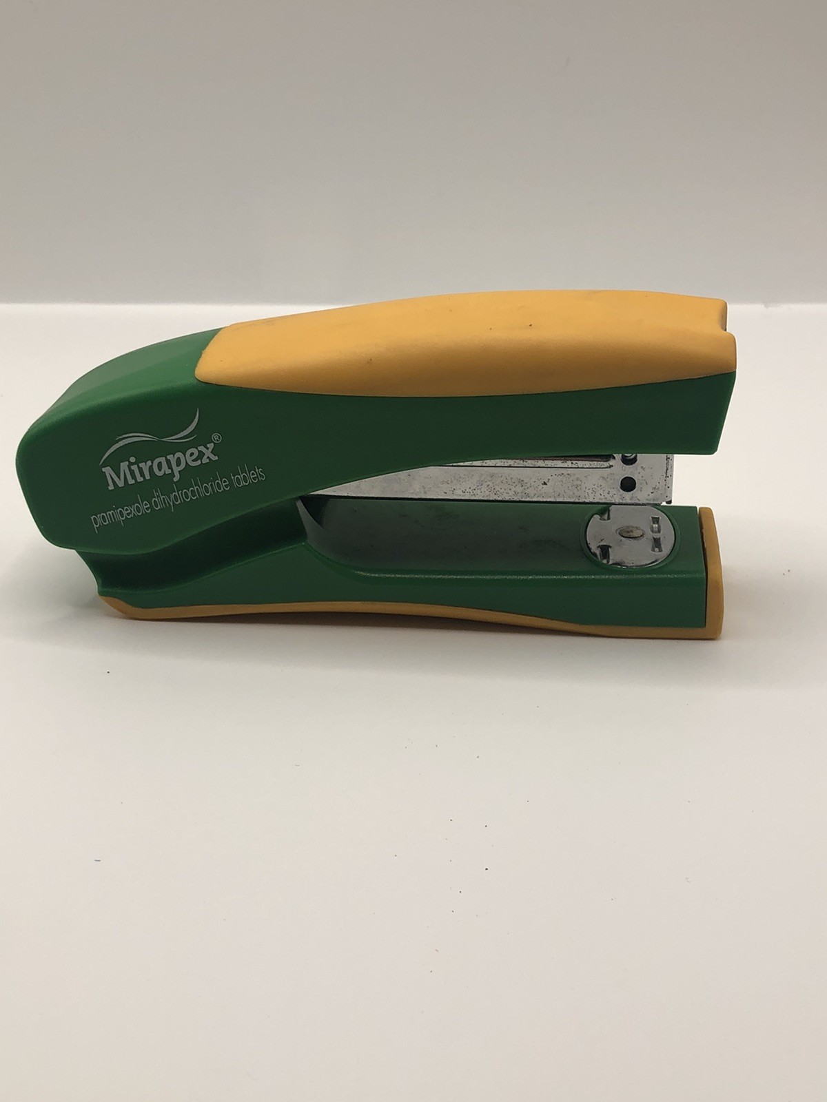 Mirapex Mini Stapler with Green Yellow Staples Drug Rep Pharmaceutical Super