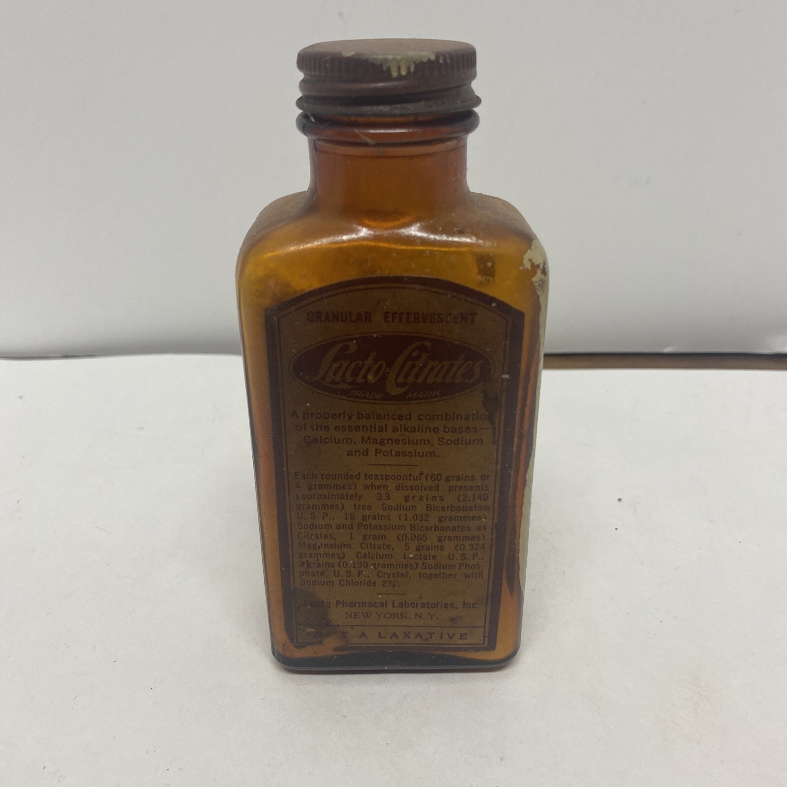 Vintage Granular Effervescent Lacto-Citrates New York N.Y. Early 1900s