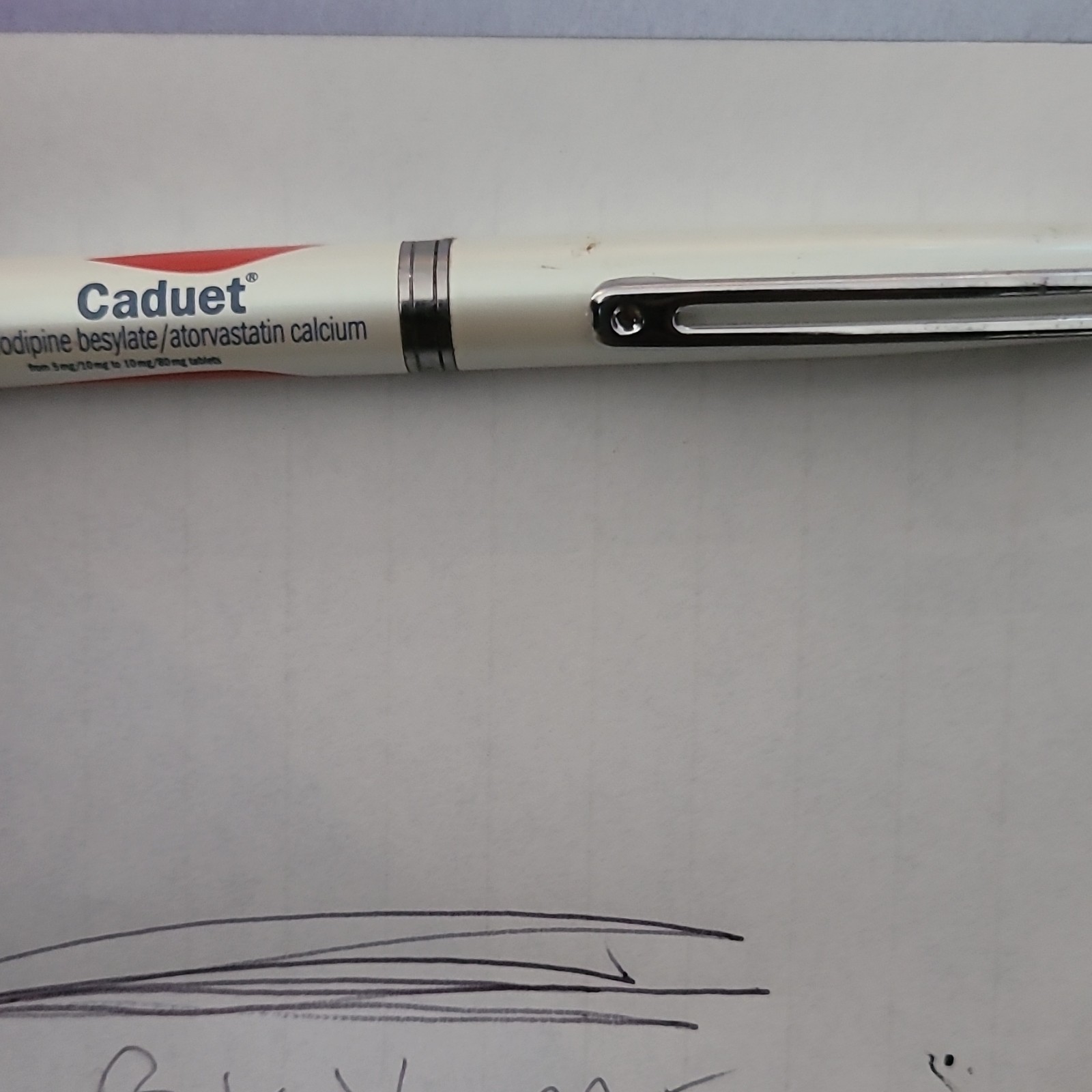 Caduet Amlodipine/Atorvastatin Drug Rep Promotional Ballpoint Pen White/Black