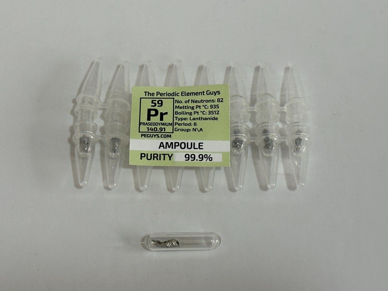 8 x Praseodymium Metal 99.9% un-oxidized Argon Ampoules WHOLESALE Elements