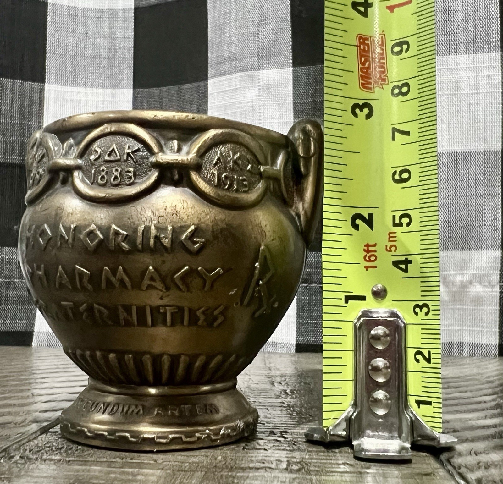 Vintage Mortar SECUNDUM ARTEM” RX Pharmacist Brass Coricidin Pharmacy