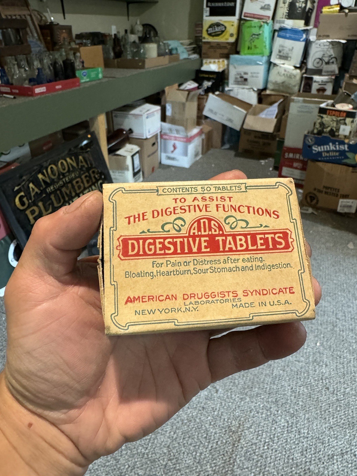 ADS Digestive Tablets American Druggists Syndicate New York NY Full Medicine Box