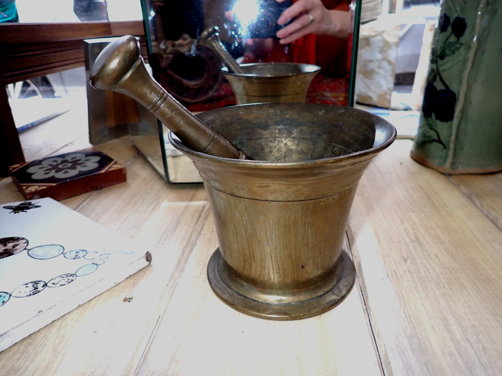 Antique Bronze Mortar and Pestle Apothecary 19th C or Earlier 2 kilos +