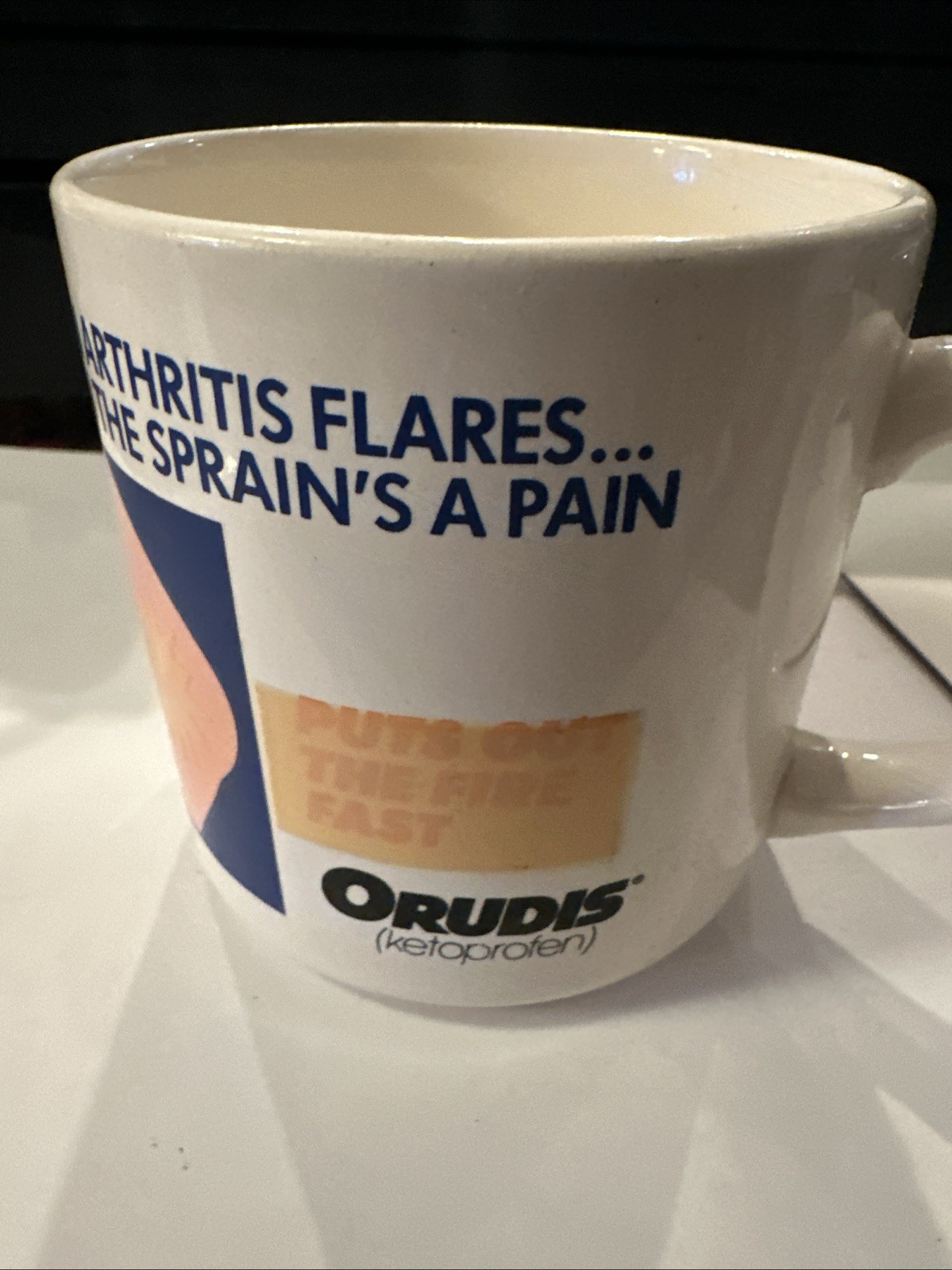 Vtg Orudis Ketoprofen Advertising Mug Cup Drug Pharmaceutical Rep Temp Sensitive