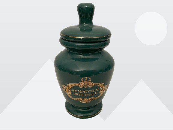 Eli Lilly Green Herbal Ceramic Apothecary Symphytum Officinale Jar 18-224 Vtg