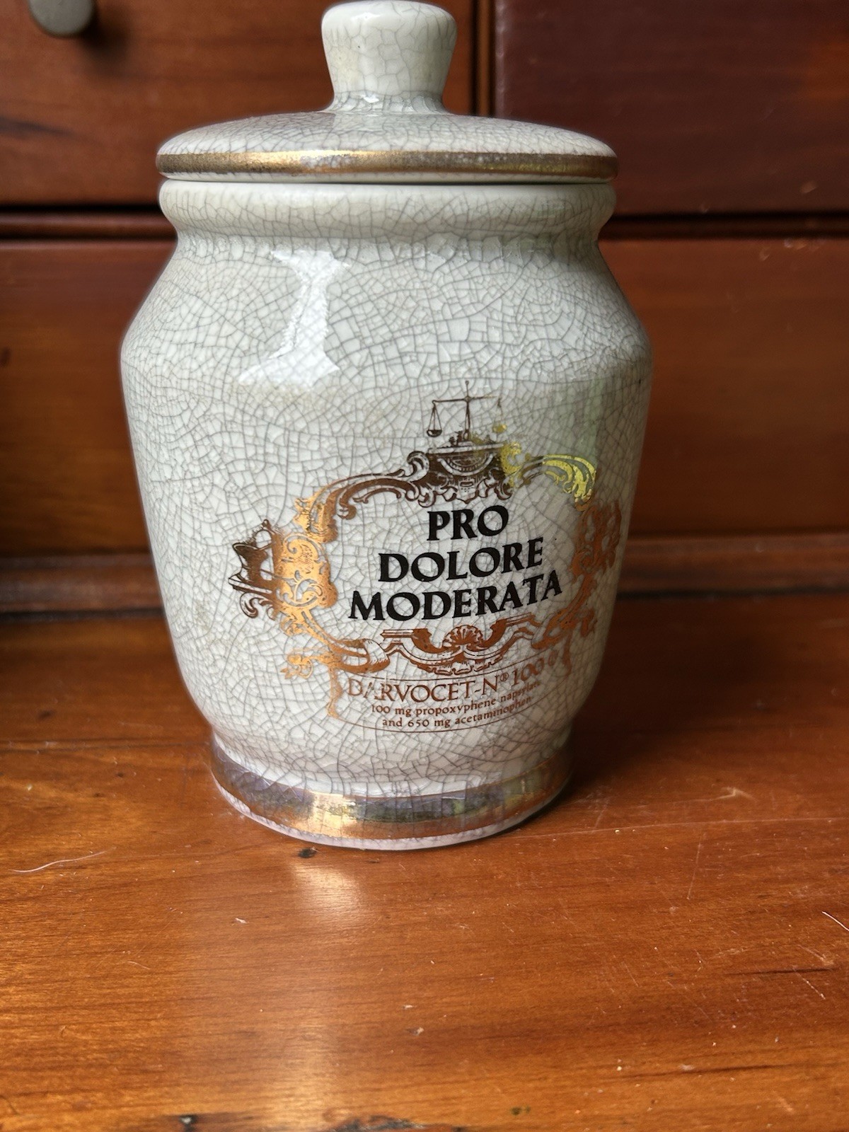 1970s Eli Lilly APOTHECARY ceramic Jar Pro Dolore Moderata Pharmacy – Storage