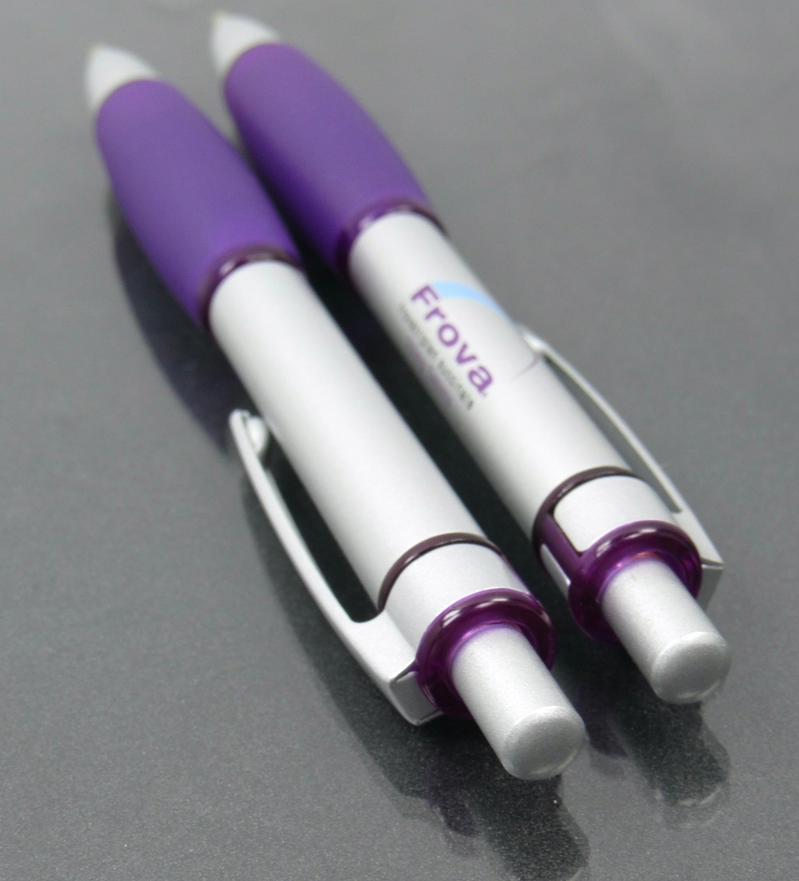 Purple FROVA Metal Clad PENS Drug Rep Pharmaceutical Promo Advertising Lot of 2
