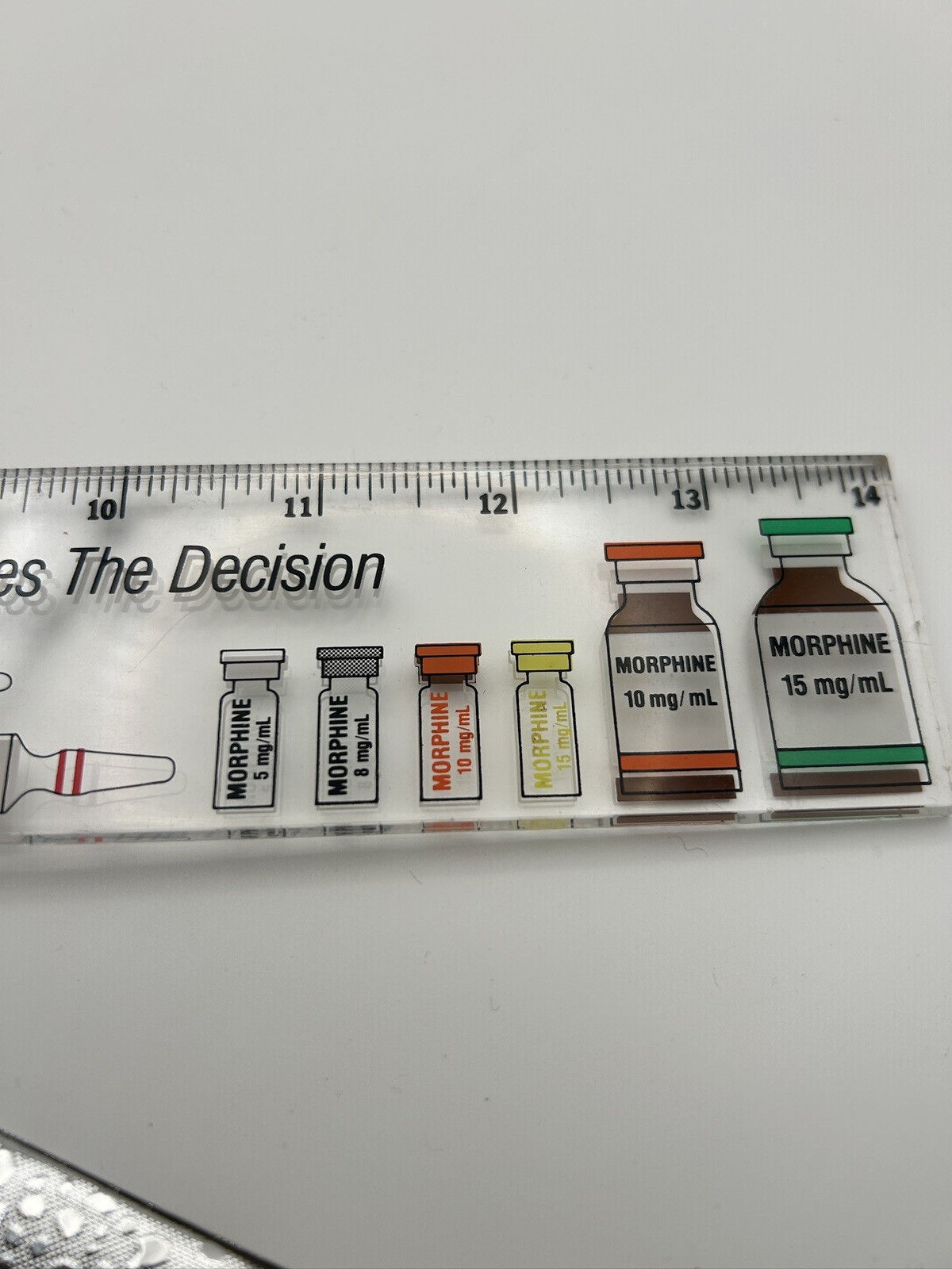 Vintage Pharmaceutical 1980s Morphine , Fentanyl Advertisement Ruler Acrylic 14″
