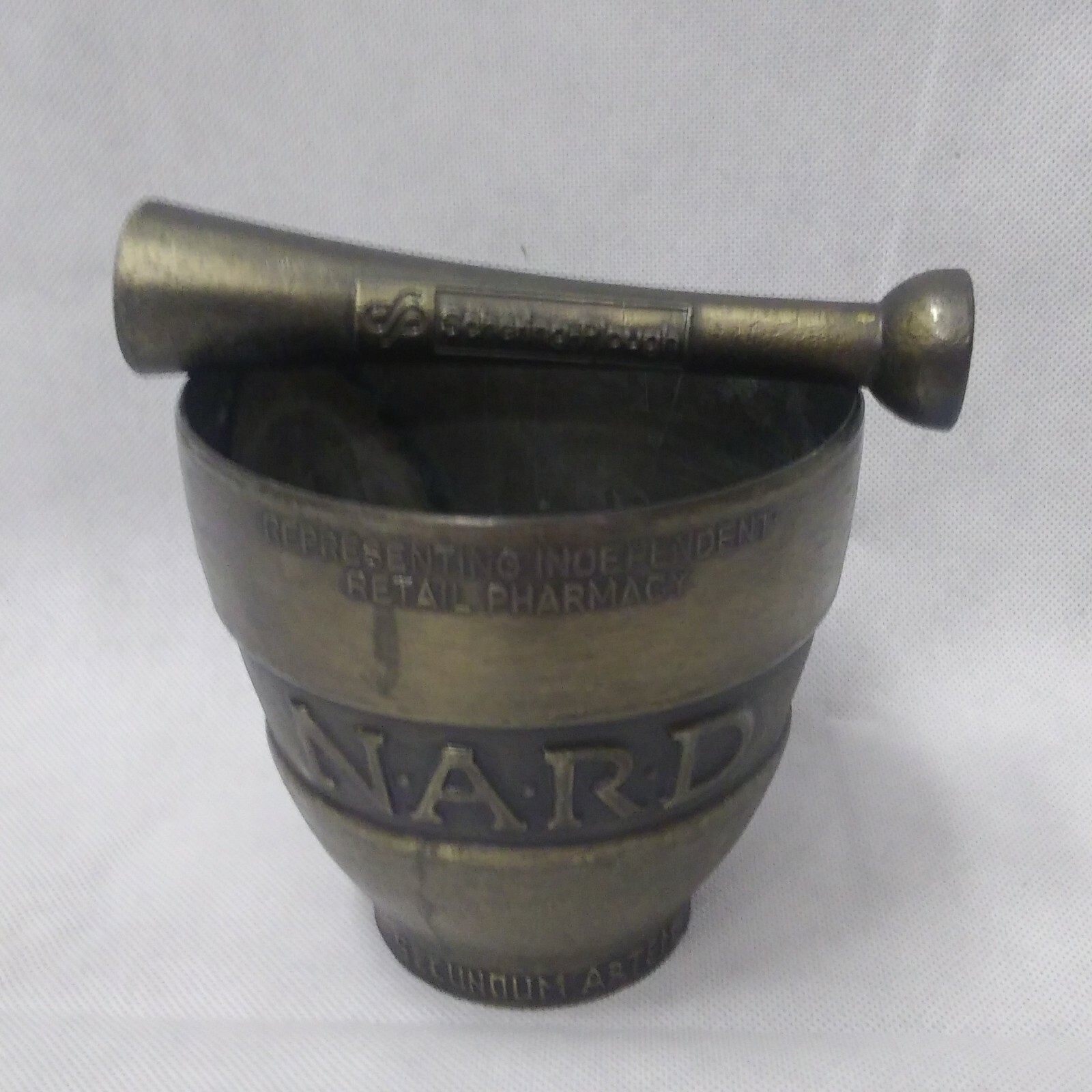 NARD Mortar Pestle Bronzed Planter Pharmacy Scherling Plough Healthcare 1991