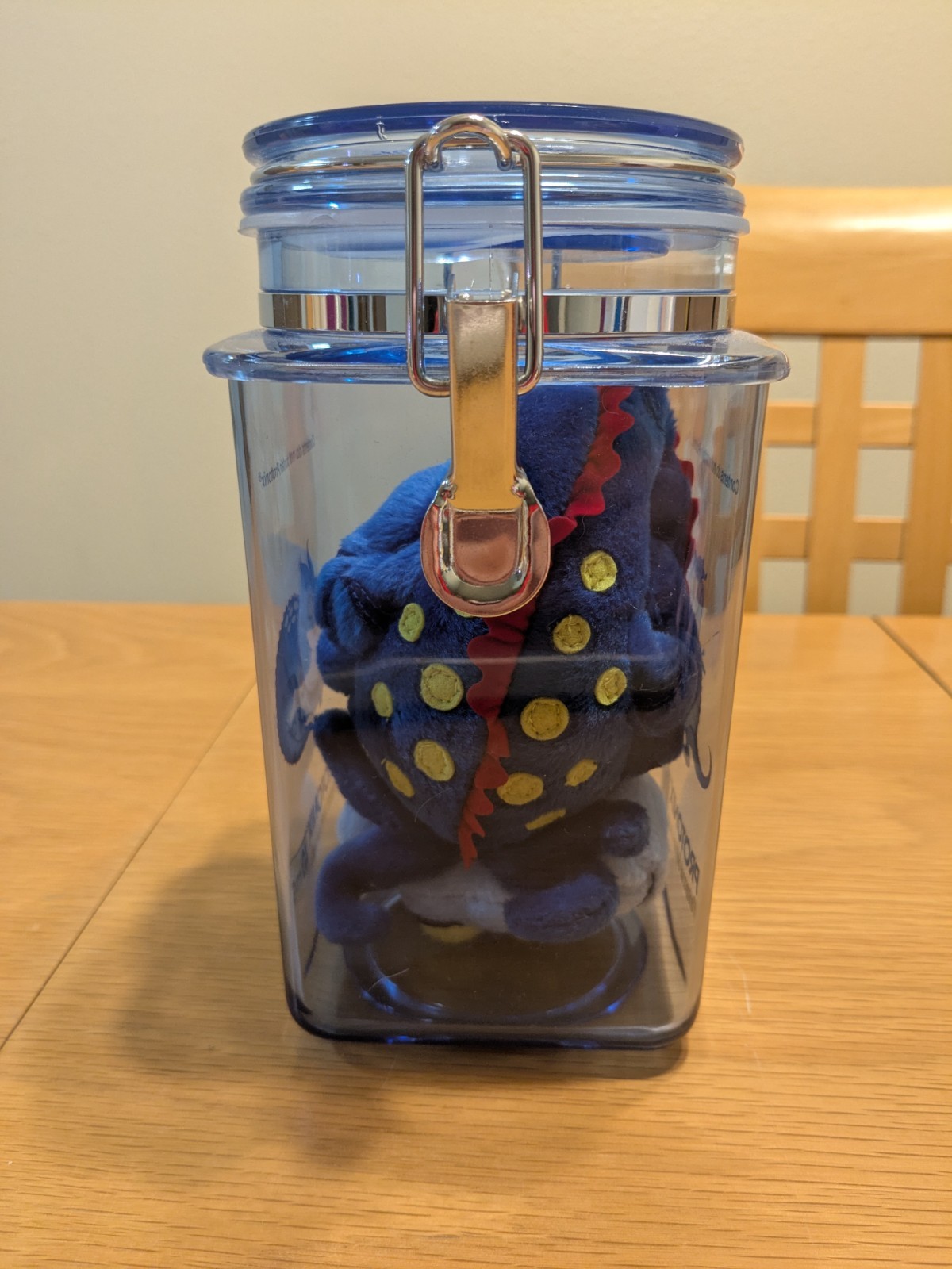 PROTONIX IV Pharmaceutical DRUG REP Clear Blue Plastic Canister With Rare Plush