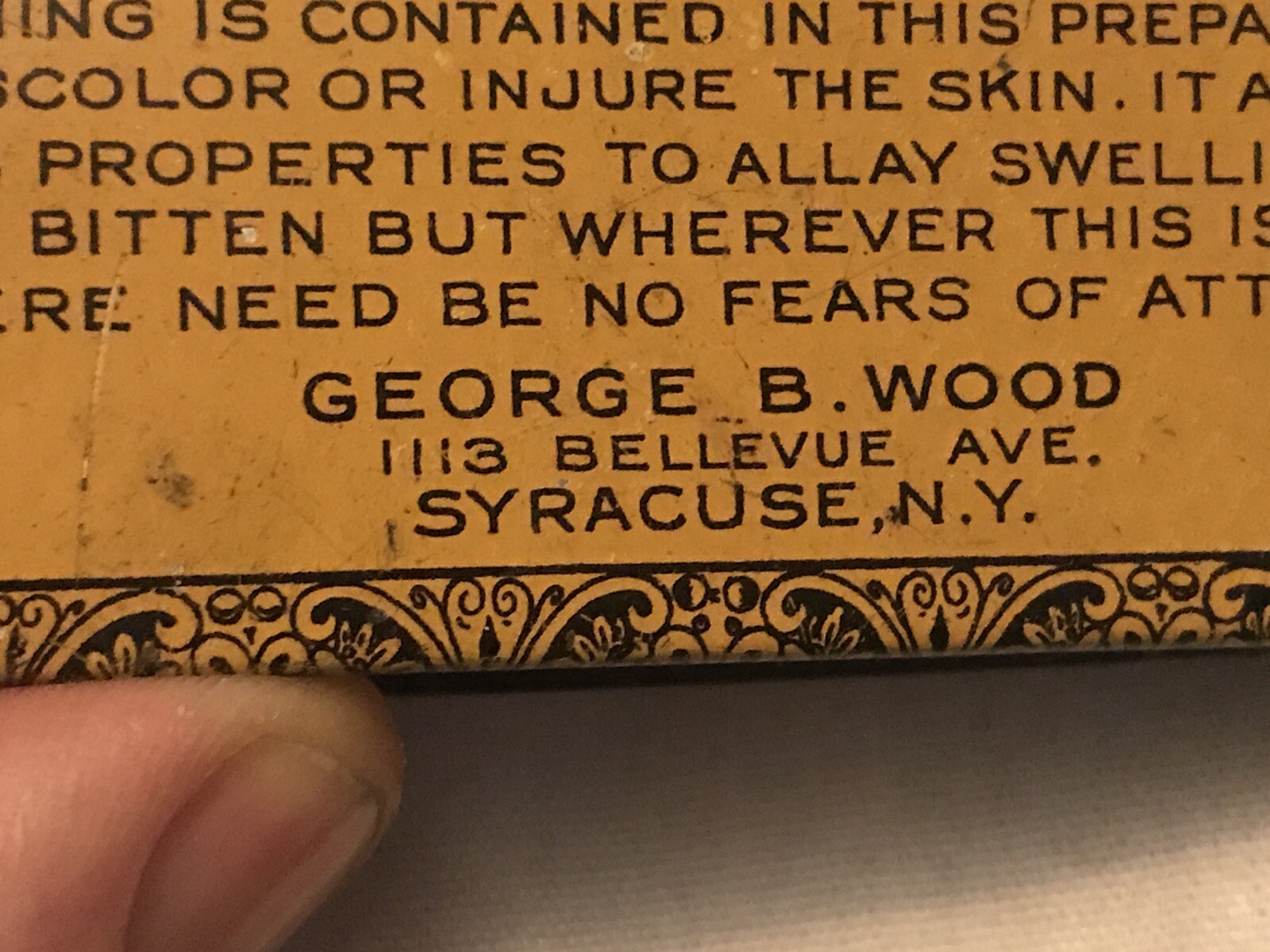 WOODS IMPROVED LOLLACAPOP Bug Bite Antidote Vintage Tin, George Wood, Syracuse