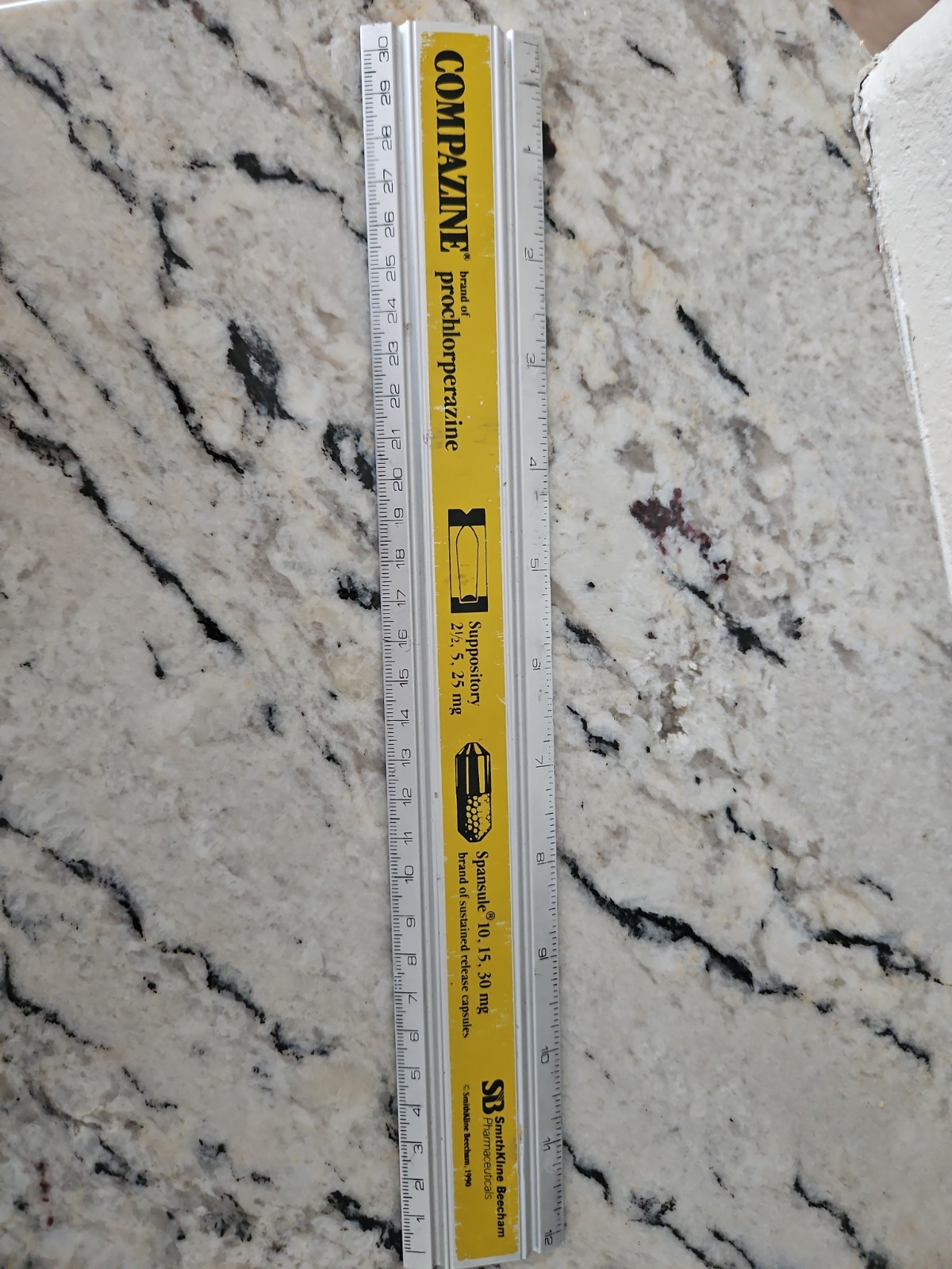 Vintage 1990 Compazine Suppository Drug Rep Ruler Pharmaceutical Medical Promo