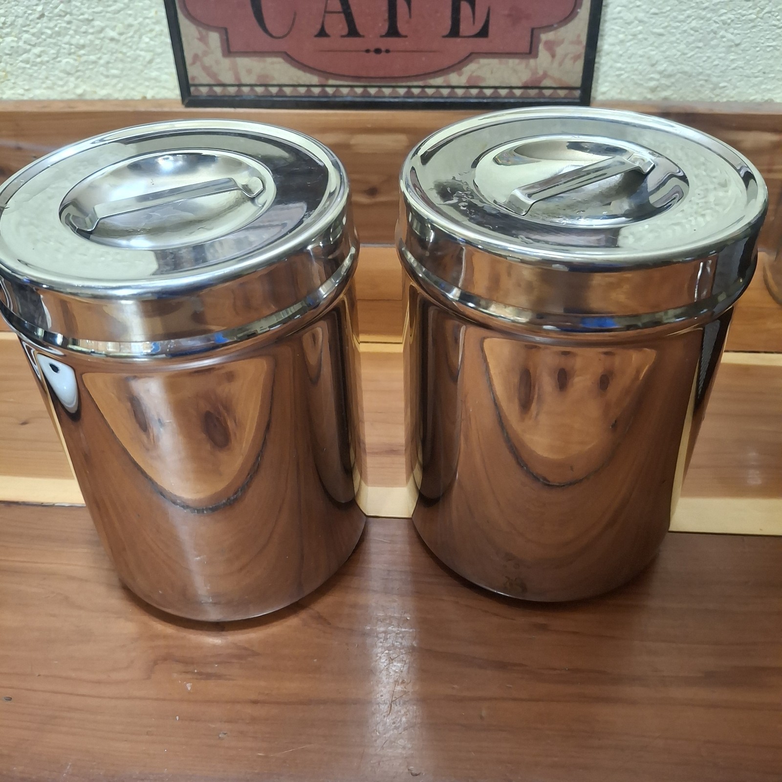 Vollrath 8802 Stainless Steel Canister Set Of 2 Heavy-Duty Container W/lids Vtg