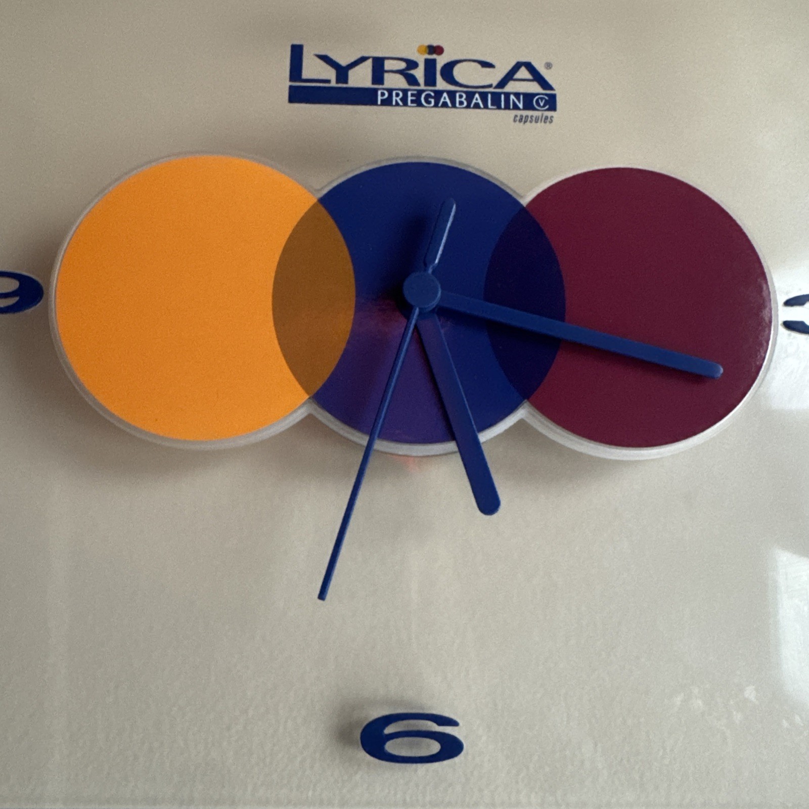 Advertising Pharma Drug Rep Promo LYRICA PREGABALIN Wall Clock NEW WORKS 10” sq
