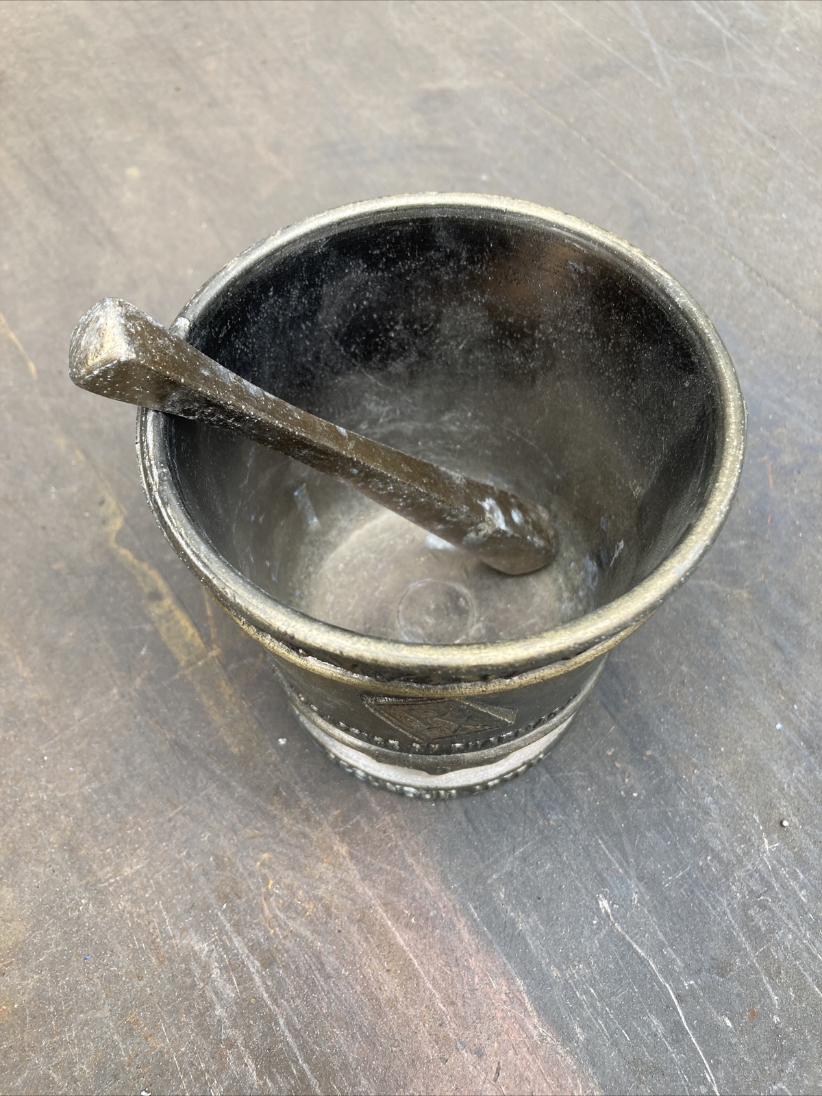 Vintage Brass Pharmacy Mortar Joseph Price Remington 1847-1918 Secundum Artem