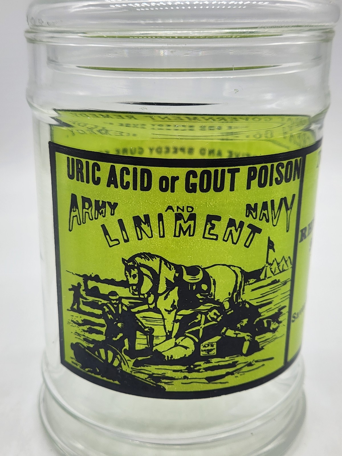 Vintage Glass Apothecary Jar With Lid Army Navy Liniment Medicine Remedy 1970’s