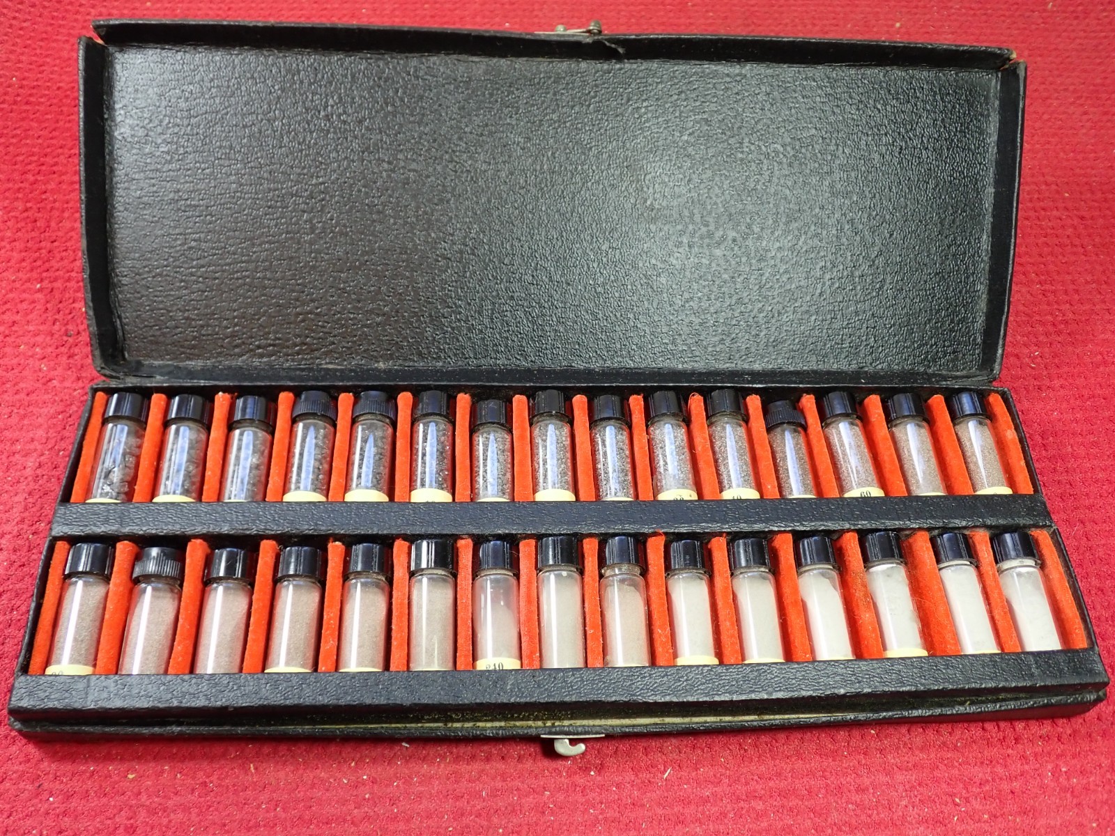 Vintage Rare Set of Carborundum Co. Sample Display Set of Grit Sizes