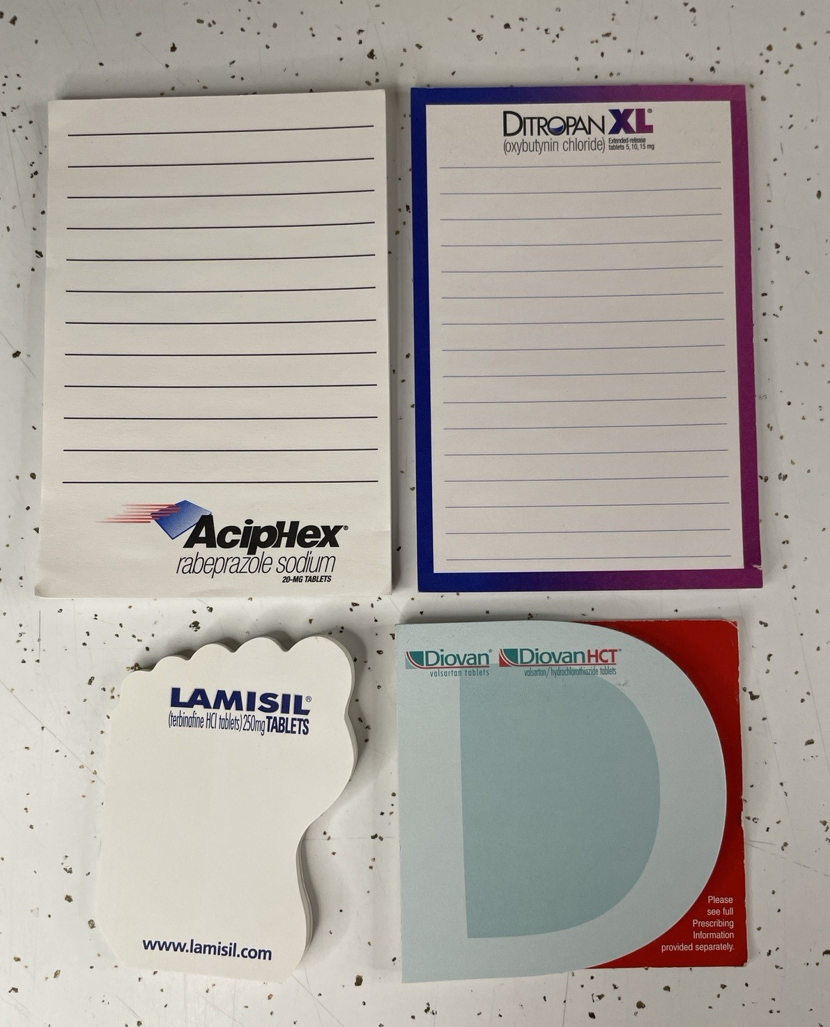 Drug Rep Notepads Pharmaceutical Collectible Post It Note Pads AcipHex Ditropan