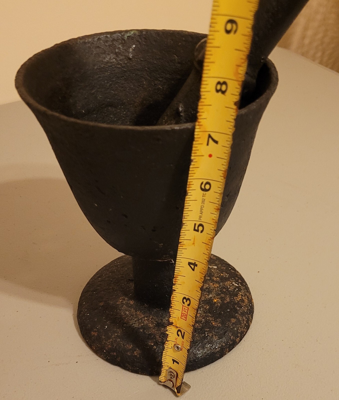 Antique Rare Primitive 19th Century Apothecary Cast Iron Mortar and Pestle Rx