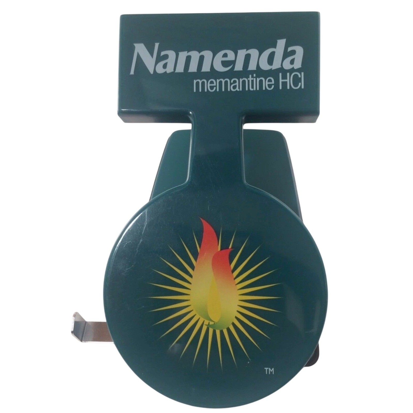 Namenda Memantine HCl Pharma Promo 2-Hole Punch Teal Green Sunburst Logo Vintage