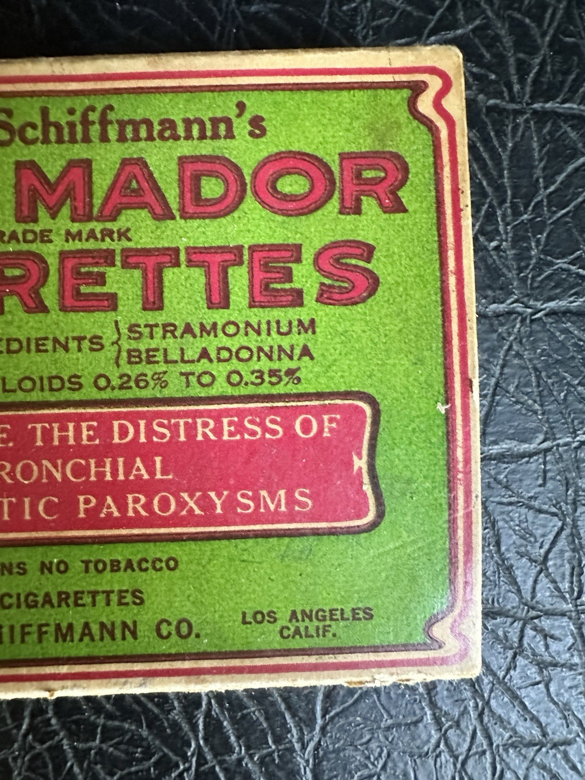 Dr. R. Schiffmann’s Asthmador Medicinal Cigarettes Box Vintage 1930s/1940s