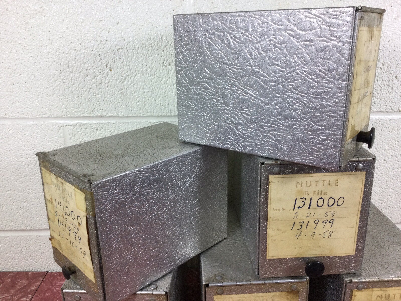 6 Vintage Aluminum Silver RX Record File Metal Boxes Pharmacy Apothecary 1950’s