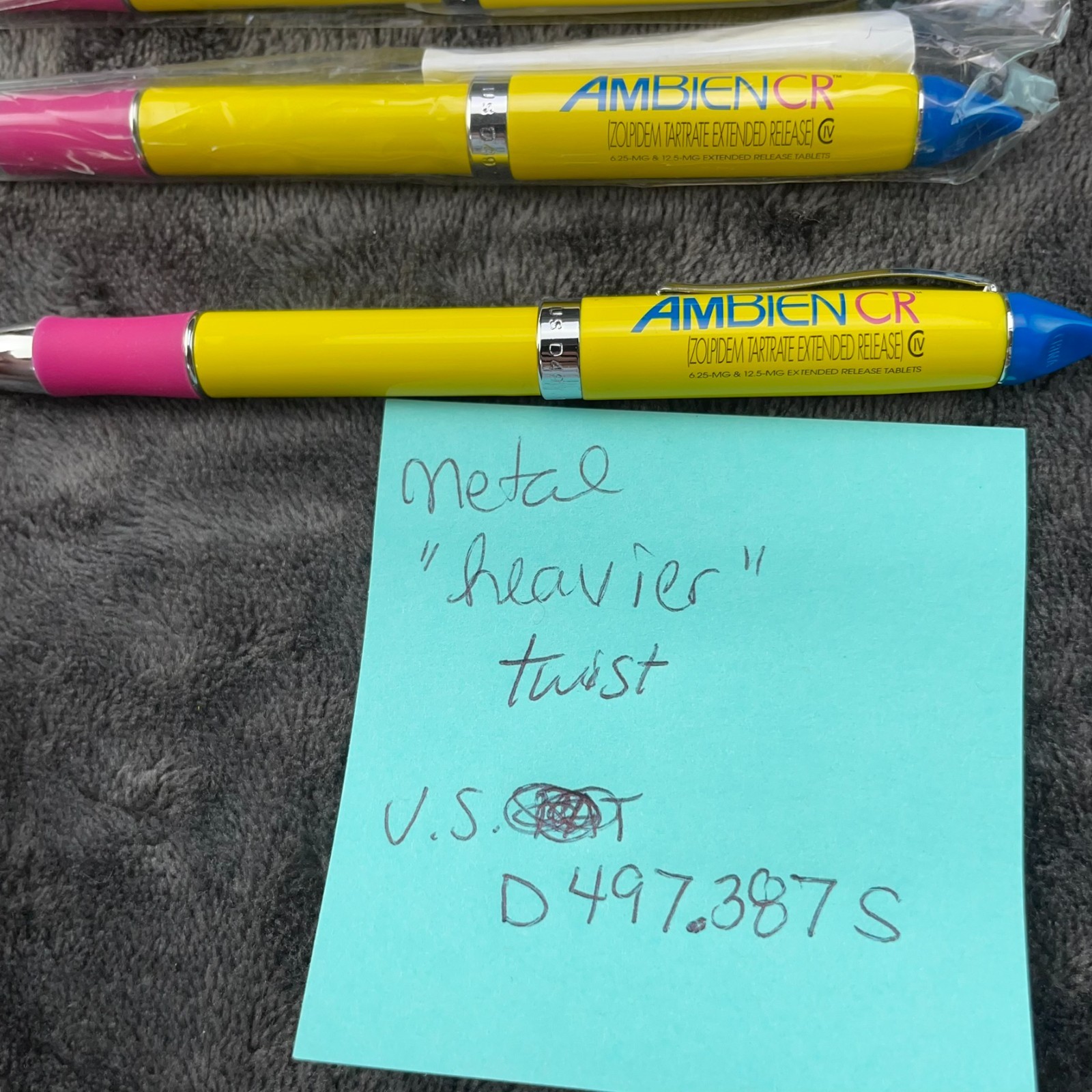 Drug Rep AMBIEN CR Collectible Heavy Metal Pharmaceutical Pen RARE Lot of 6