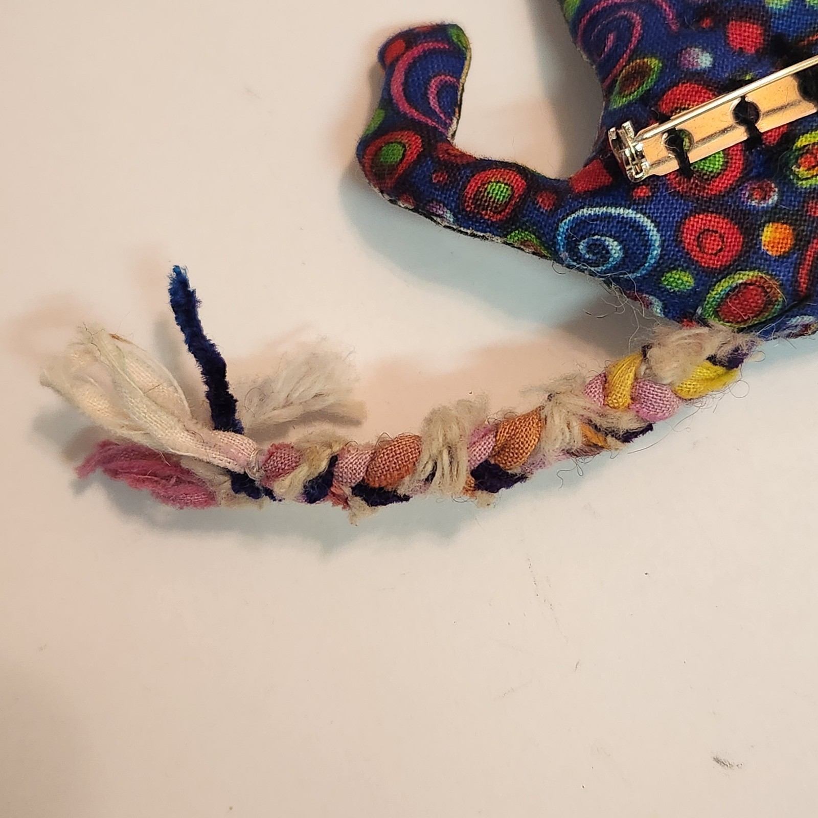 Vintage Hand Made ” Prozac Day ” Cloth Stuffed Goblin Monster Googley Eyes Pin