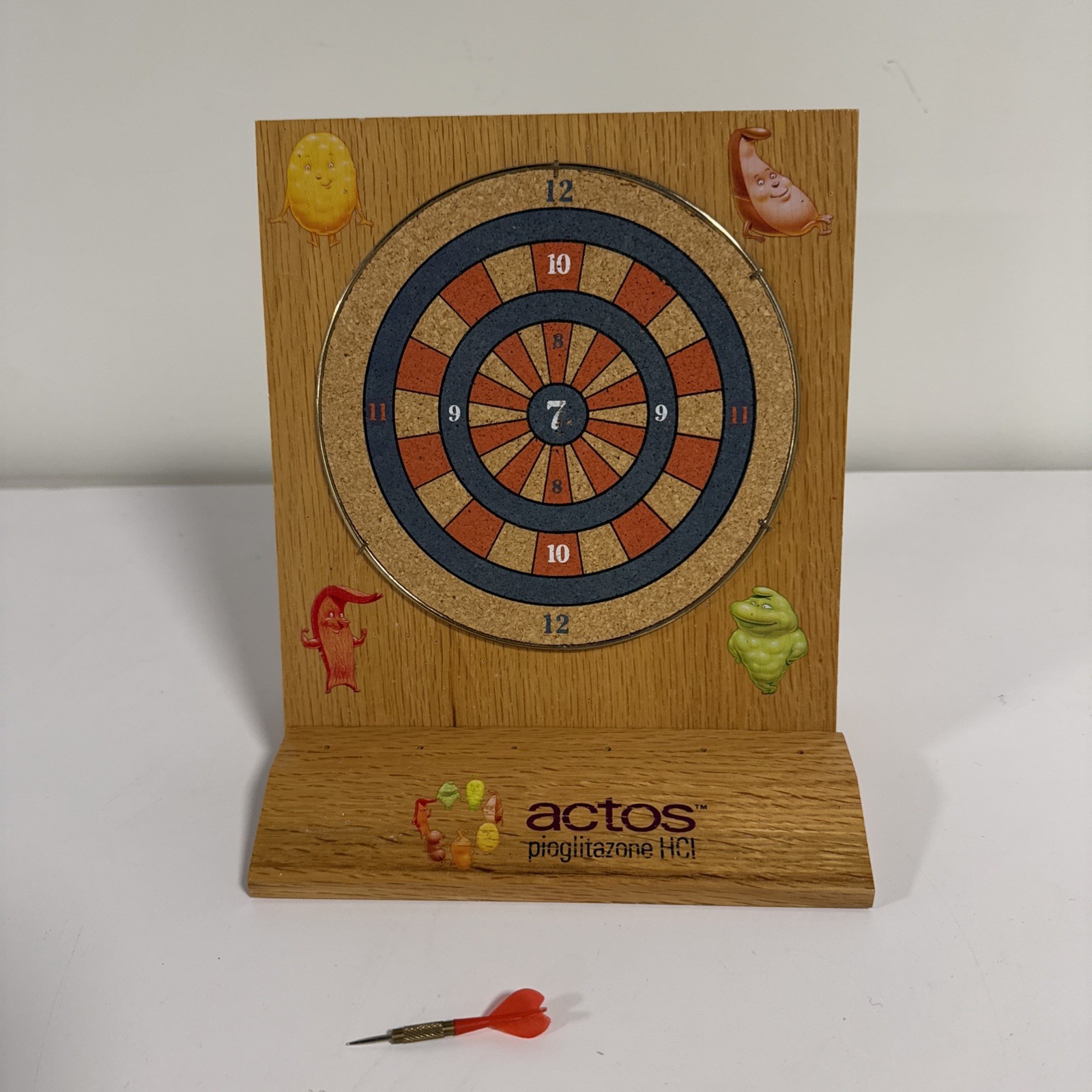 Vintage Takeda Pharma Rep Sales Actos Pioglitazone Mini Wood Desk Top Dart Game