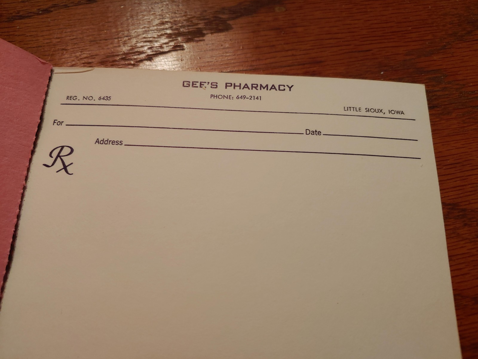 Rare Gee’s Pharmacy Little Sioux Iowa Prescription Book – New Old Stock