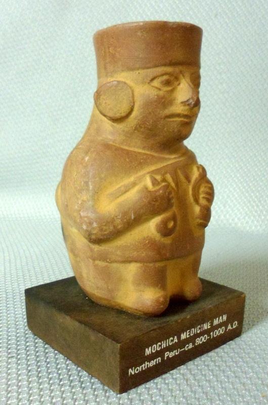 Tinactin Drug Rep Mochica Medicine Man Peru Red ware Clay Figure