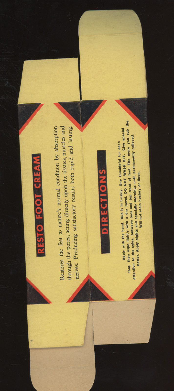 Resto Foot Cream Collins Distributed by Chandler Empty Box