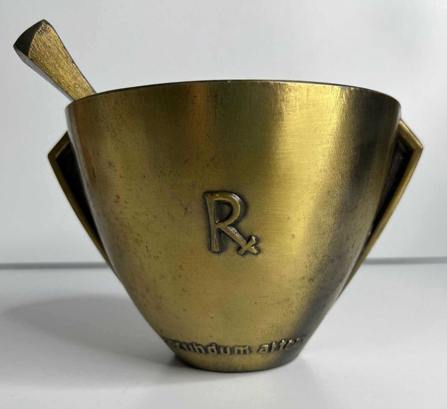 Rx Pharmacy Class 1972 Secundum Artem Brass Mortar and Pestle Schering HEAVY