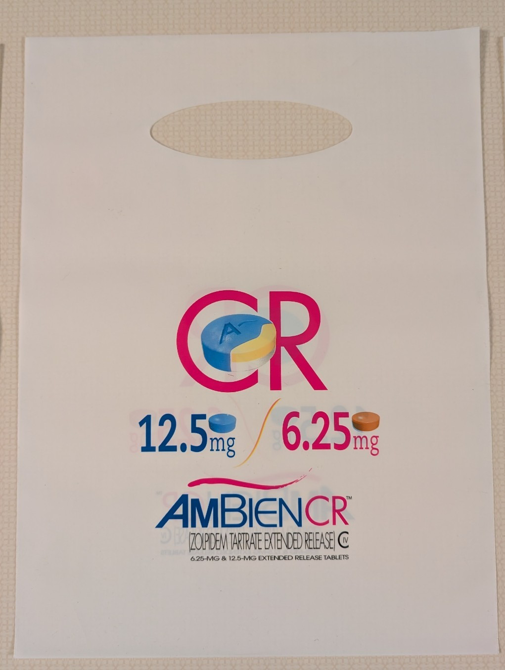 Ambien CR – Drug Rep Promo Plastic Bags – 9″x 12″