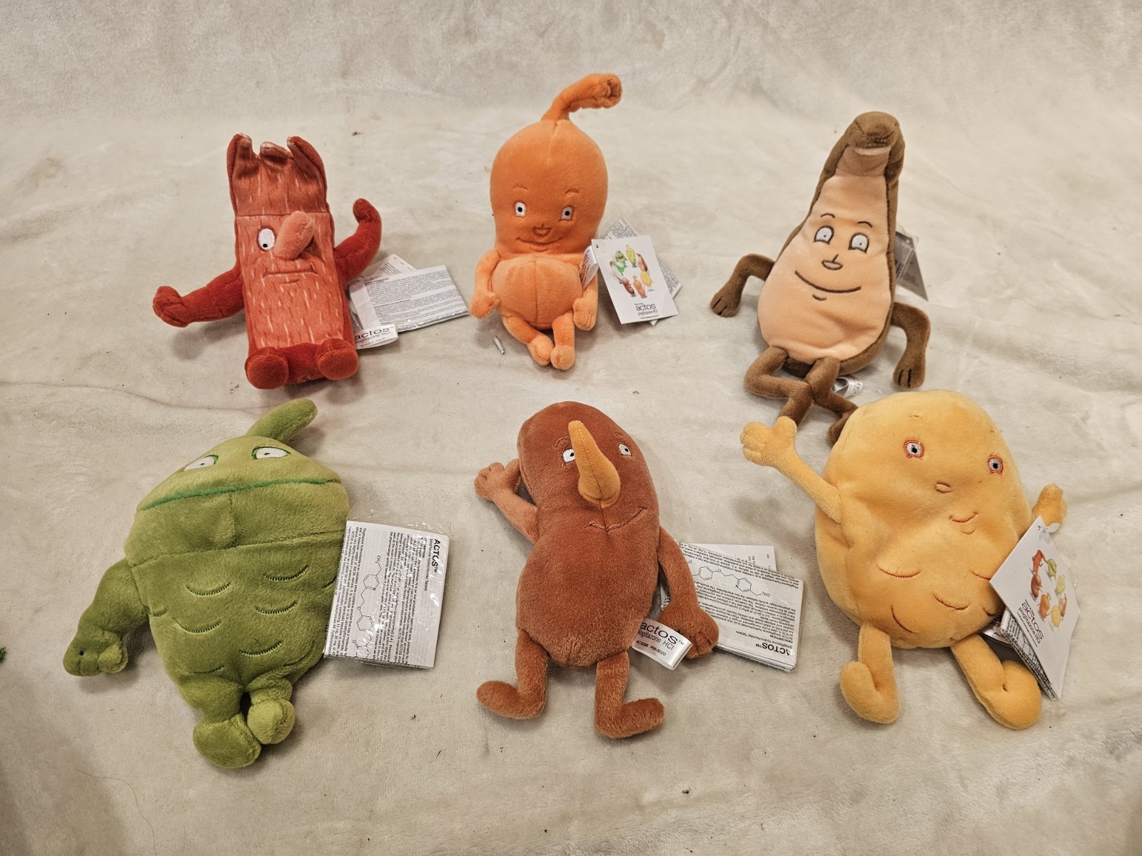 New Actos Pharmaceutical Drugs Advertising Promotional Plush Lot of 6 with tags~