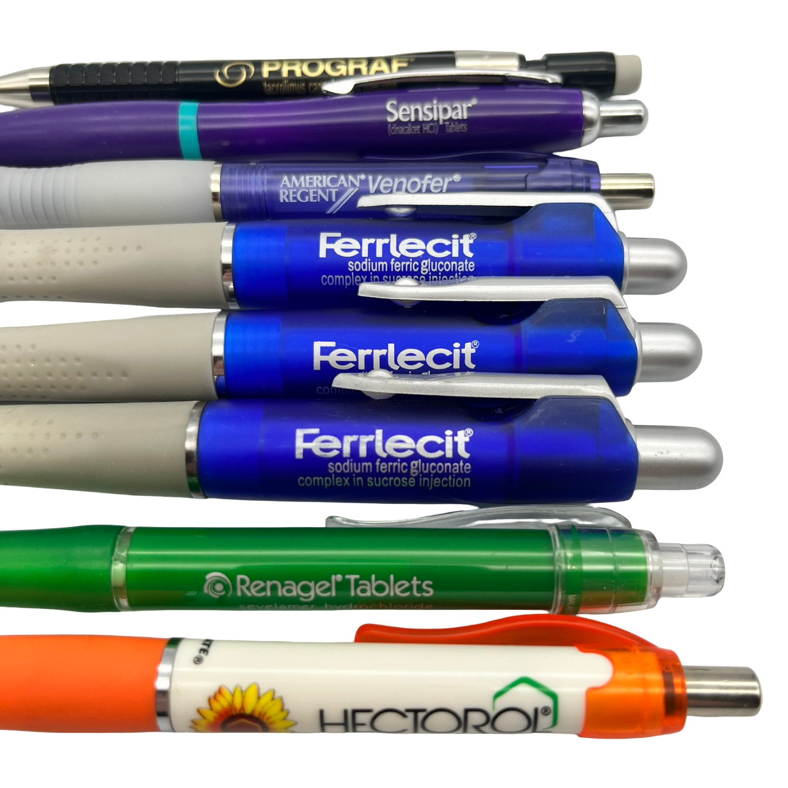 Pharmaceutical Drug Rep Plastic Ballpoint Pens Lot of 8