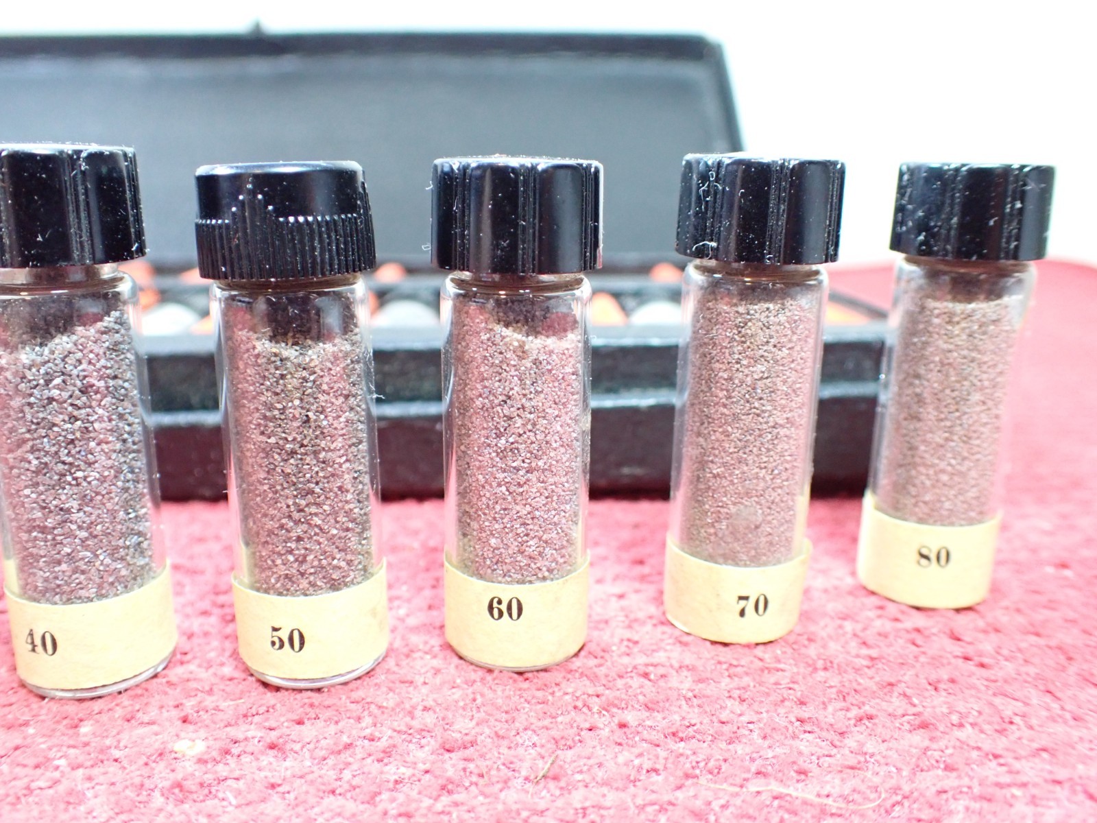 Vintage Rare Set of Carborundum Co. Sample Display Set of Grit Sizes