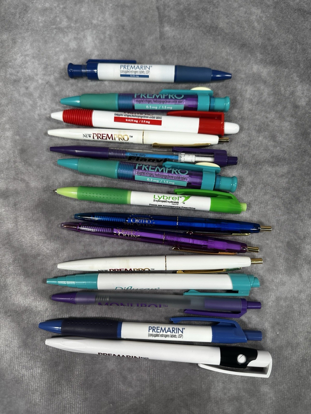 Pharmaceutical rep medication drug ink pens women’s health Premarin Flagyl Ortho