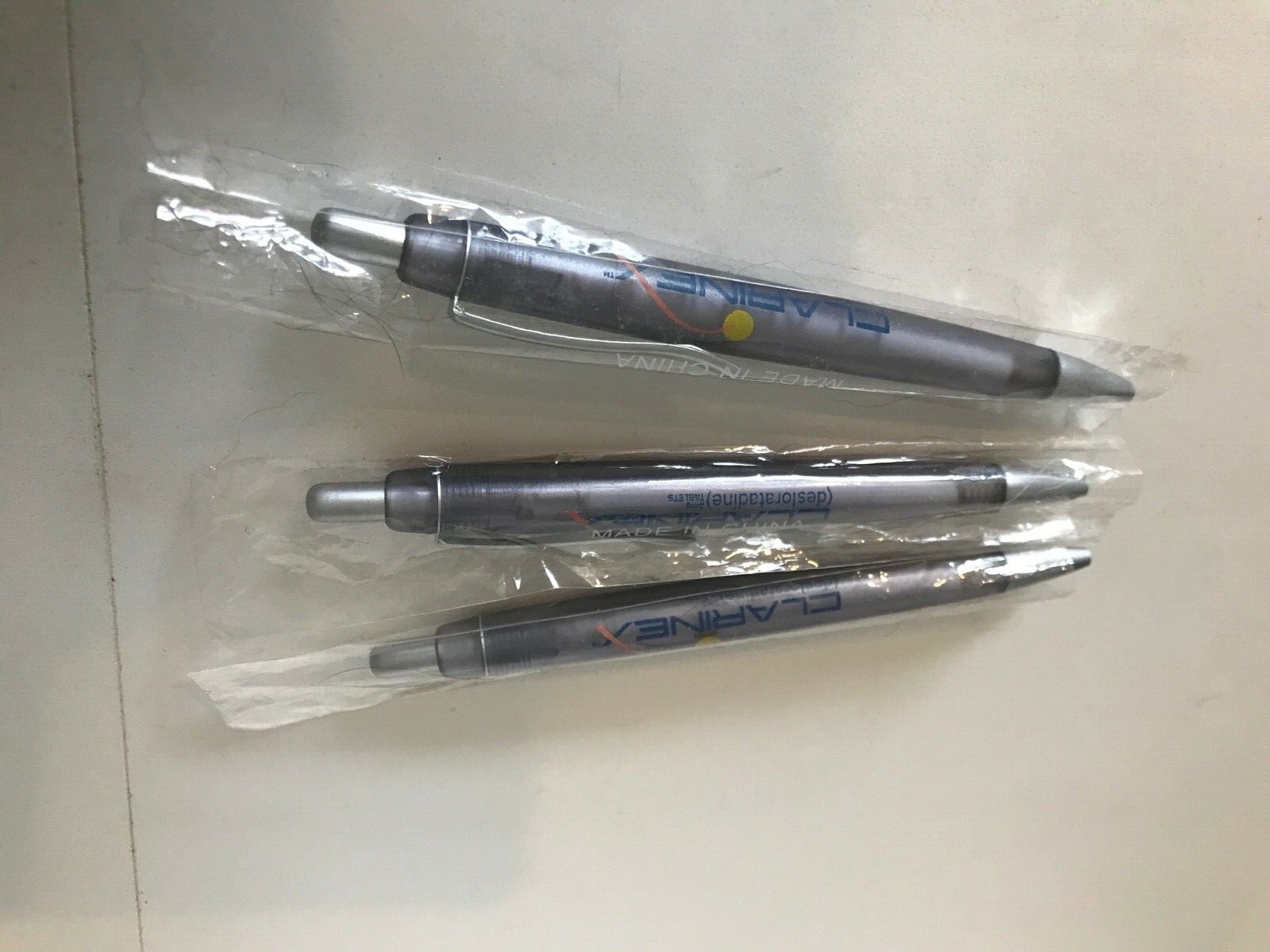 3 New Original Wrapping CLARINEX Pens Grayish Lavender Color with Logo